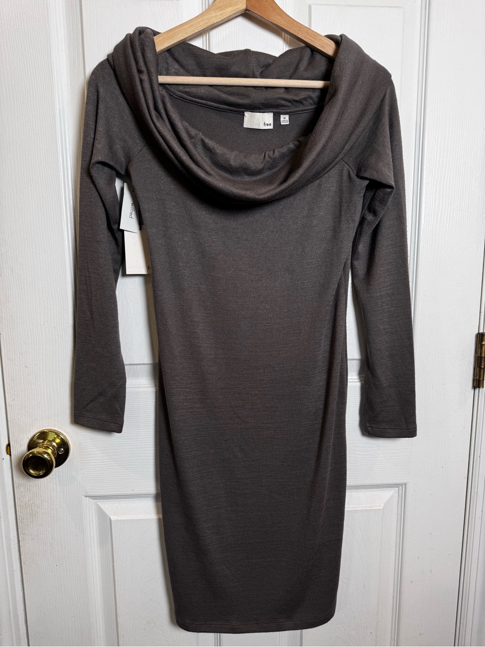 NWT Aritzia Wilfred Free Amilna Dress Kohl Cowl Neck Bodycon Medium